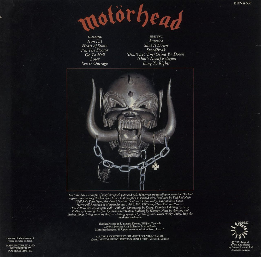Motorhead Iron Fist - EX UK vinyl LP album (LP record)