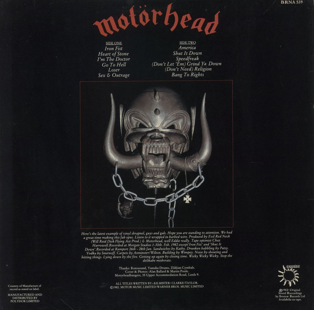 Motorhead Iron Fist - EX UK vinyl LP album (LP record)