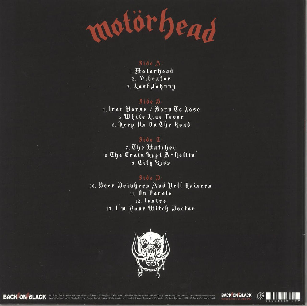 Motorhead Motorhead - 180gm Vinyl UK 2-LP vinyl record set (Double LP Album) 803341301399