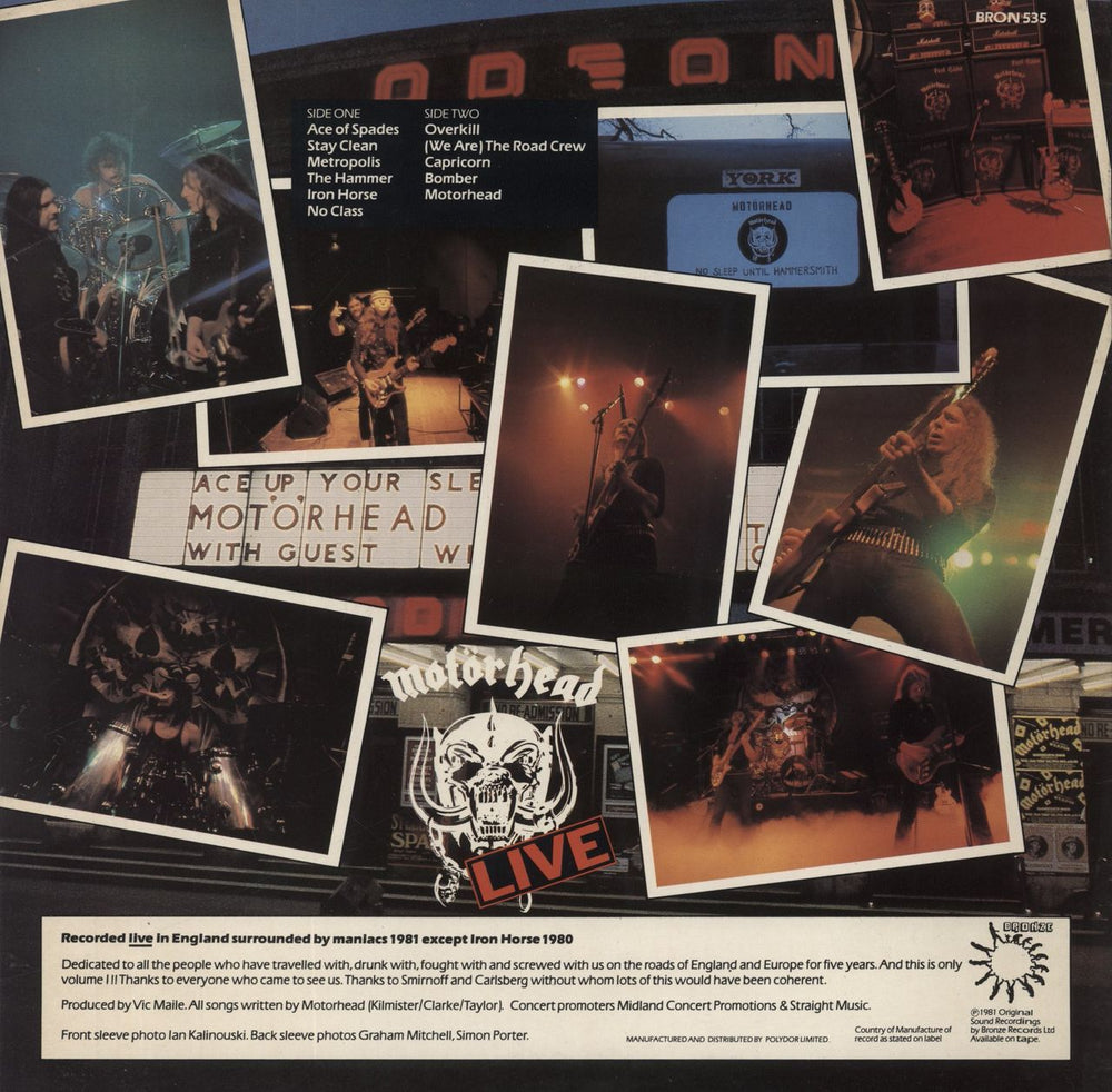 Motorhead No Sleep 'Til Hammersmith UK vinyl LP album (LP record)