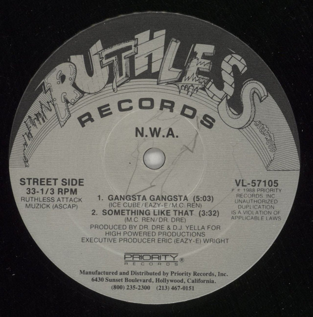 N.W.A. Gangsta Gangsta - Maxi Single US 12" vinyl single (12 inch record / Maxi-single) NWA12GA868963