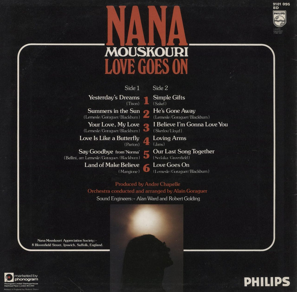 Nana Mouskouri Love Goes On UK vinyl LP album (LP record)