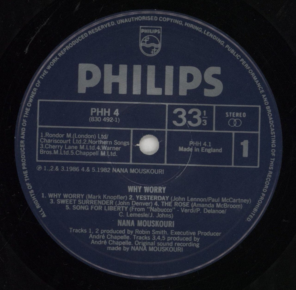 Nana Mouskouri Why Worry UK vinyl LP album (LP record) NNMLPWH376737