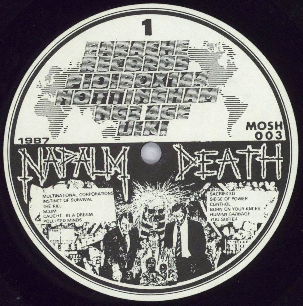 Napalm Death Scum - Green Cover - VG UK vinyl LP album (LP record) NAPLPSC832623