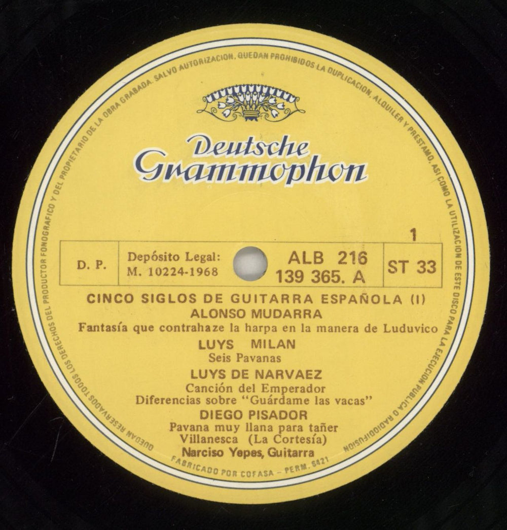 Narciso Yepes Cinco Siglos De Guitarra Española VL.1 Spanish vinyl LP album (LP record) NDXLPCI860790