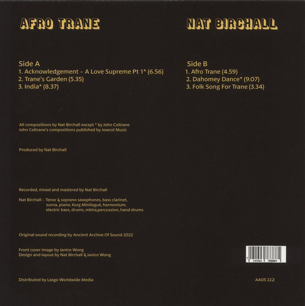 Nat Birchall Afro Trane UK vinyl LP album (LP record) 7141043768861'2022