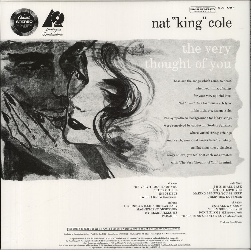 Nat King Cole The Very Thought Of You - 180gm US vinyl LP album (LP record) 753088108419