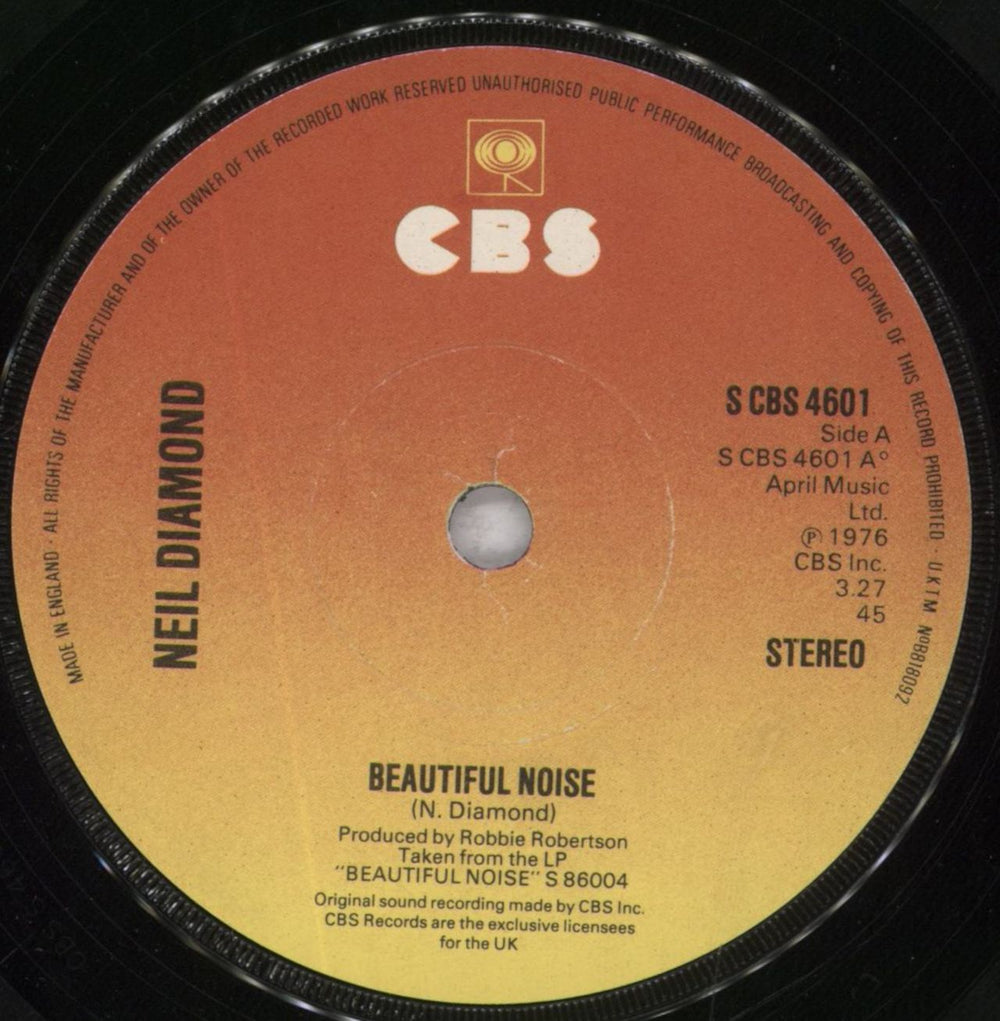 Neil Diamond Beautiful Noise - Solid UK 7" vinyl single (7 inch record / 45) SCBS4601