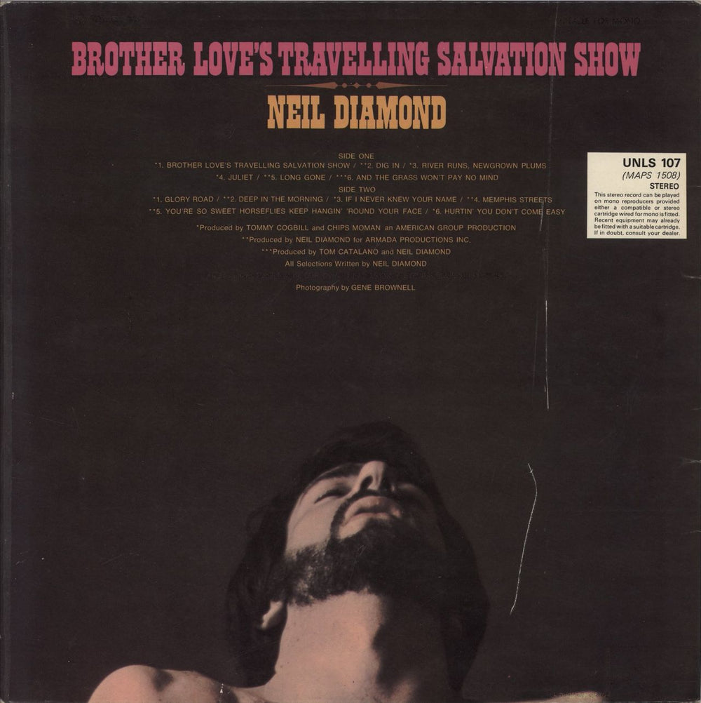 Neil Diamond Brother Love's Travelling Salvation Show - VG UK vinyl LP album (LP record)