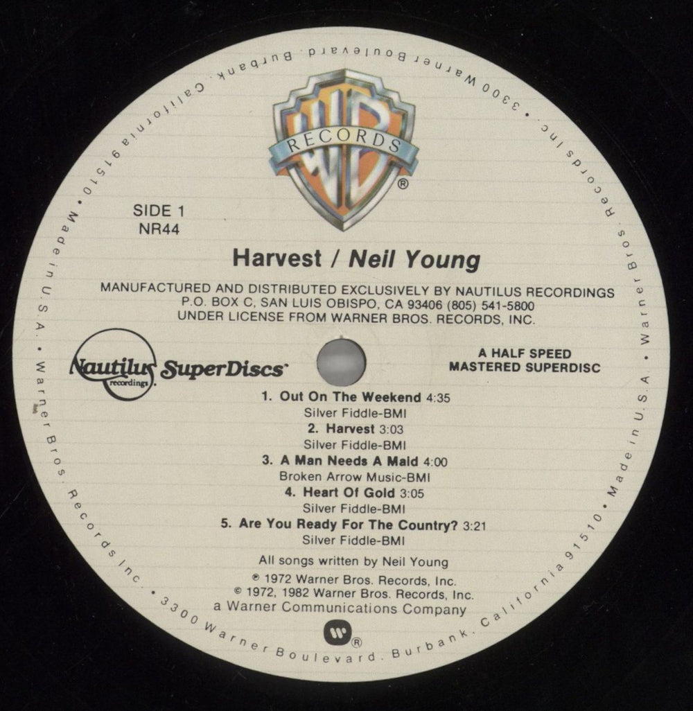 Neil Young Harvest - Half-Speed Mastered US vinyl LP album (LP record) YOULPHA857884