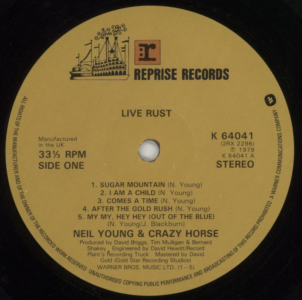 Neil Young Live Rust - EX UK 2-LP vinyl record set (Double LP Album) YOU2LLI294136