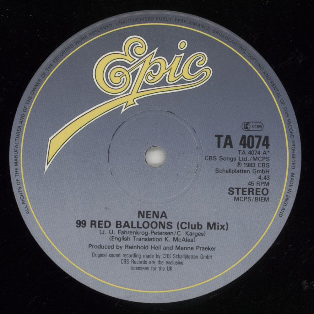 Nena 99 Red Balloons (Club Mix) UK 12" vinyl single (12 inch record / Maxi-single) NNA12RE31430