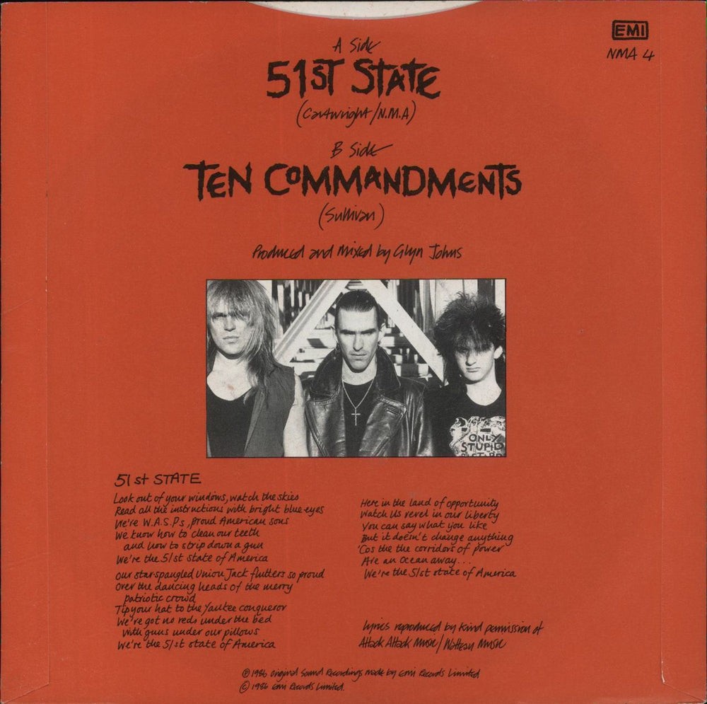 New Model Army 51st State UK 7" vinyl single (7 inch record / 45)