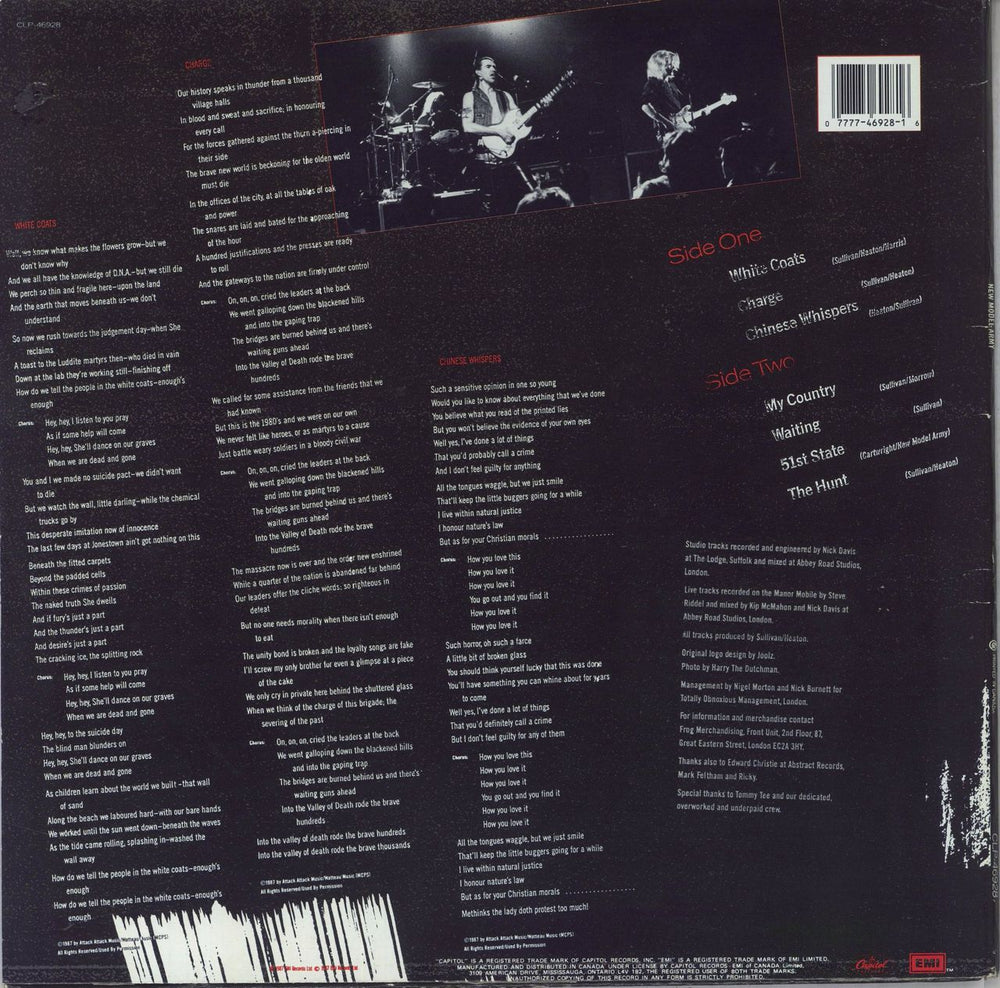 New Model Army New Model Army Canadian vinyl LP album (LP record) 077774692816