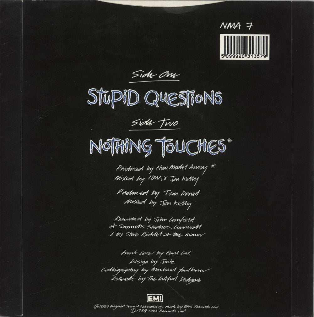 New Model Army Stupid Questions UK 7" vinyl single (7 inch record / 45) 5099920313579