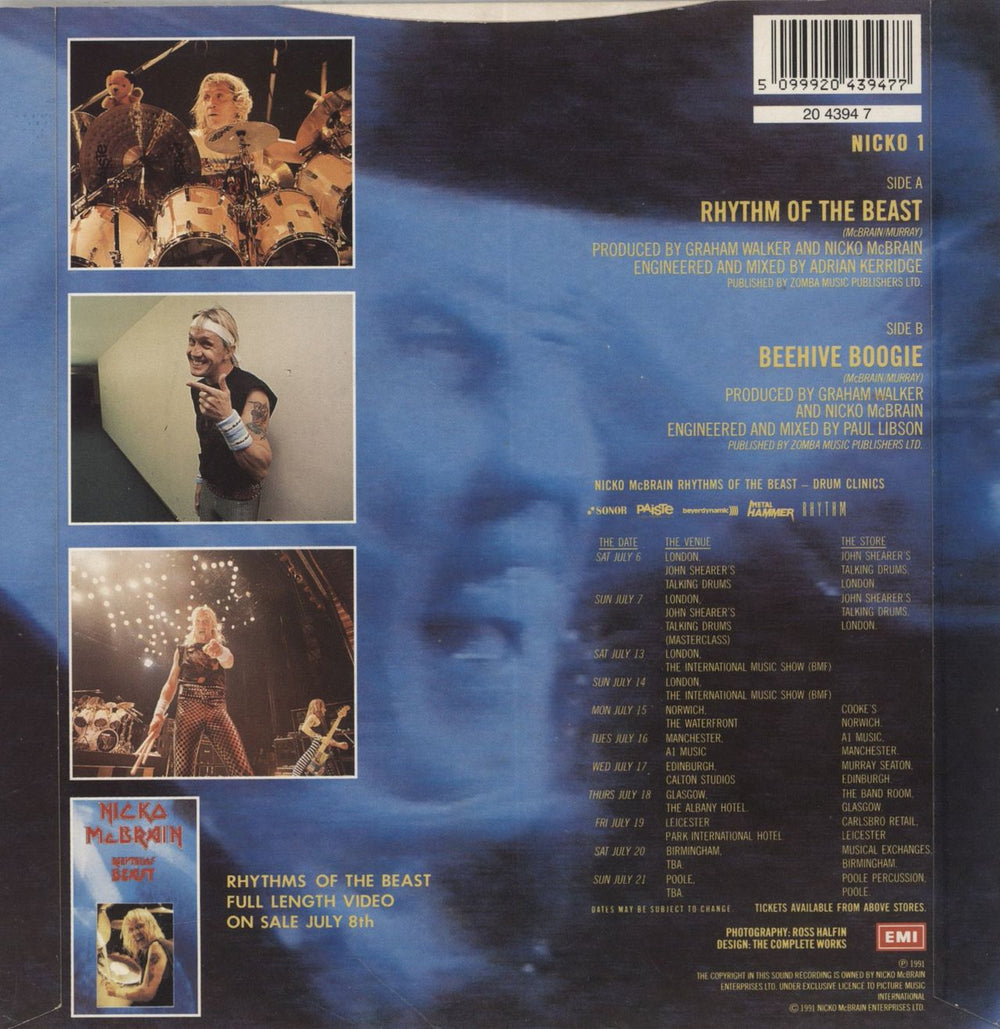 Nicko McBrain Rhythm Of The Beast - EX UK 7" vinyl single (7 inch record / 45) 5099920439477