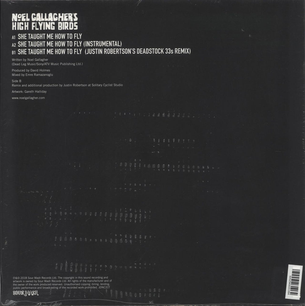 Noel Gallagher She Taught Me How To Fly - Shrink - Black vinyl UK 12" vinyl single (12 inch record / Maxi-single) 5052945031002