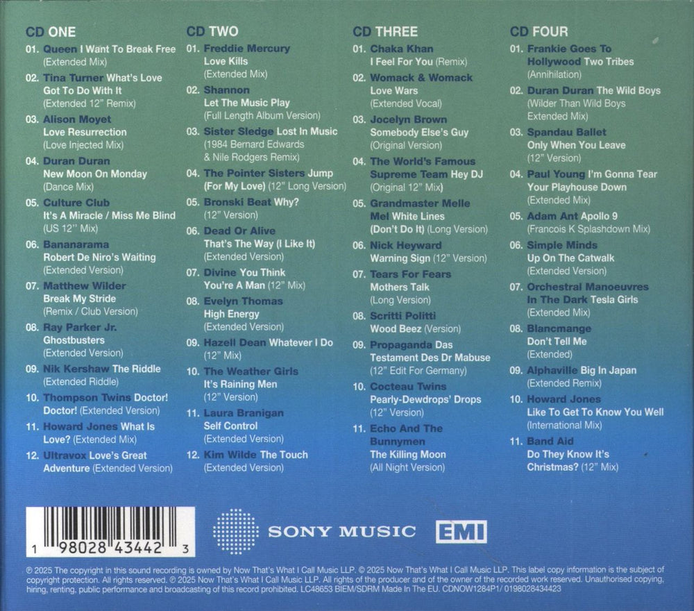 Now That's What I Call Music NOW 12" 80s 1984 Part One UK 4-CD album set 198028434423