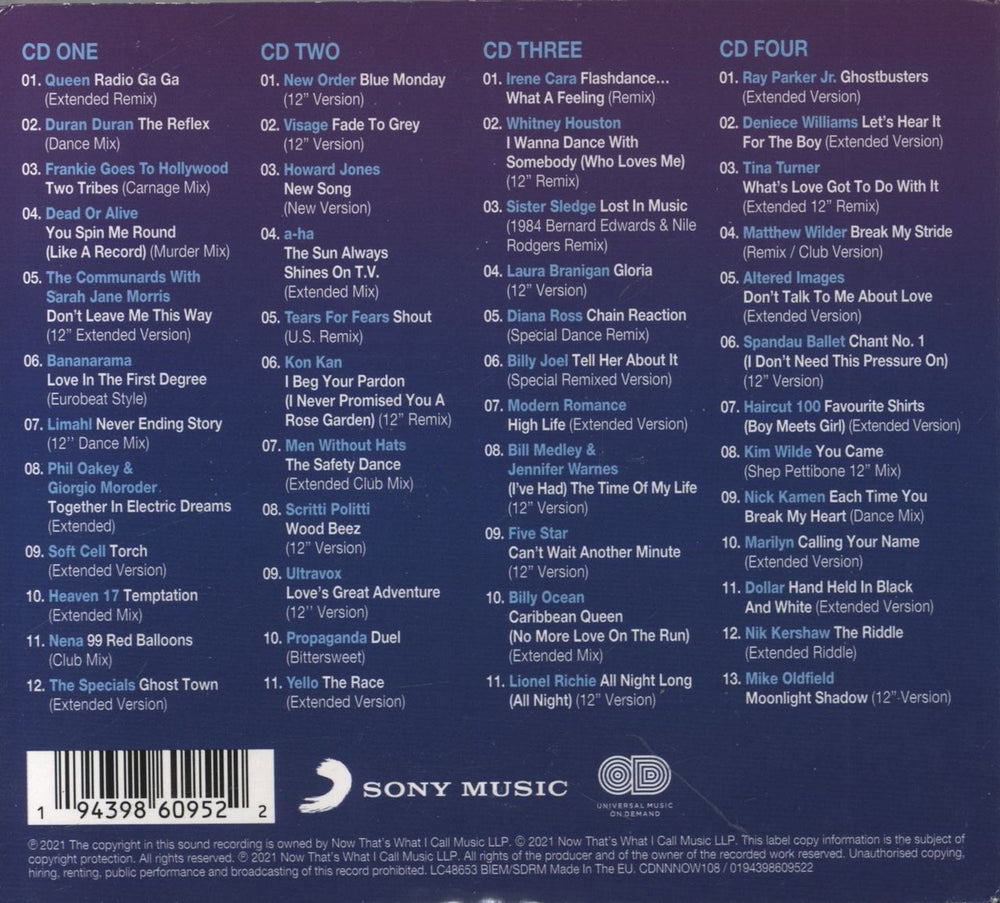 Now That's What I Call Music Now That's What I Call 12" 80s UK 4-CD album set 194398609522