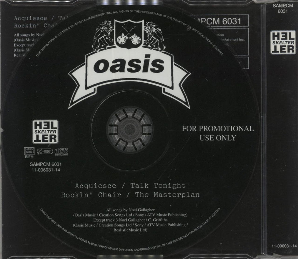 Oasis Acquiesce UK Promo CD single (CD5 / 5")