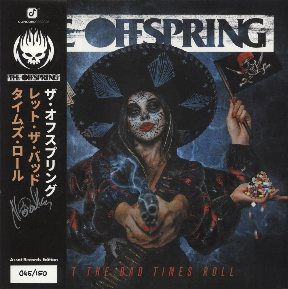 Offspring Let The Bad Times Roll - Orange Vinyl - Autographed UK vinyl LP album (LP record) 7223016
