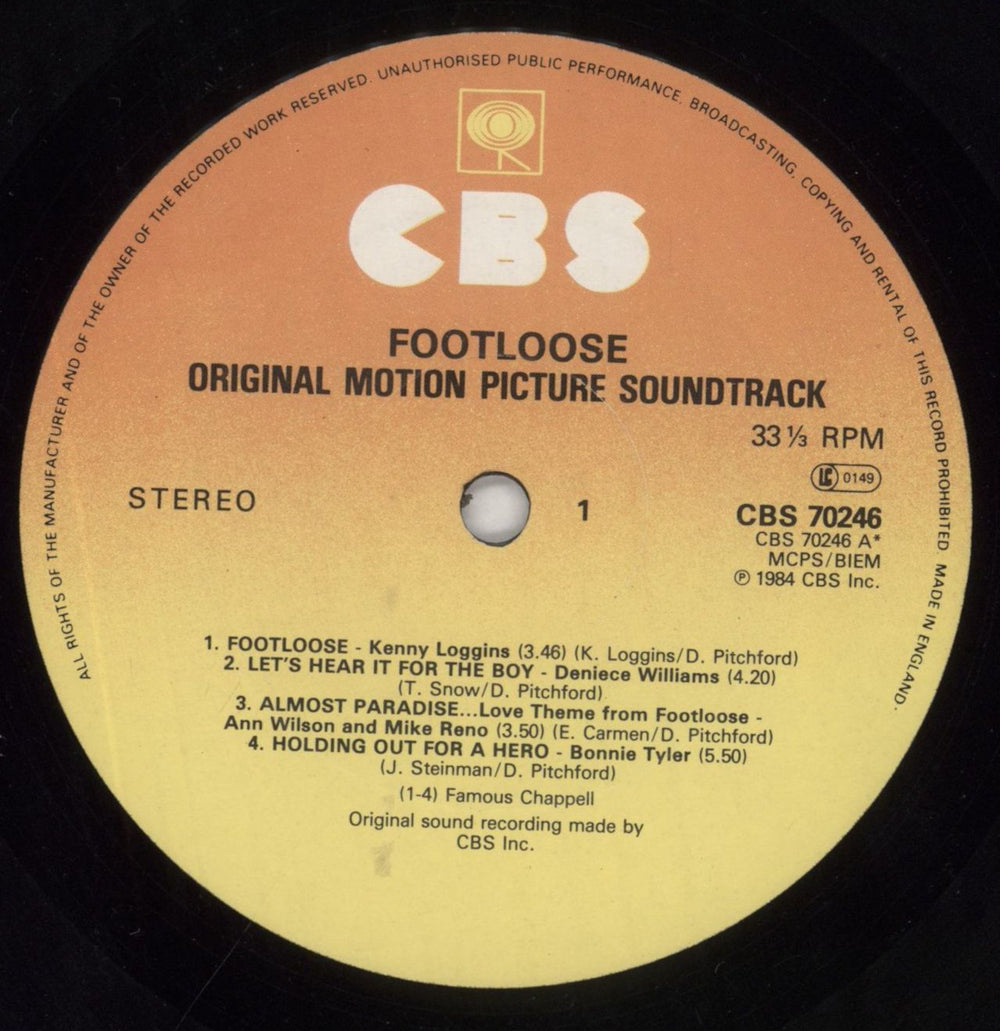 Original Soundtrack Footloose UK vinyl LP album (LP record) OSTLPFO632878