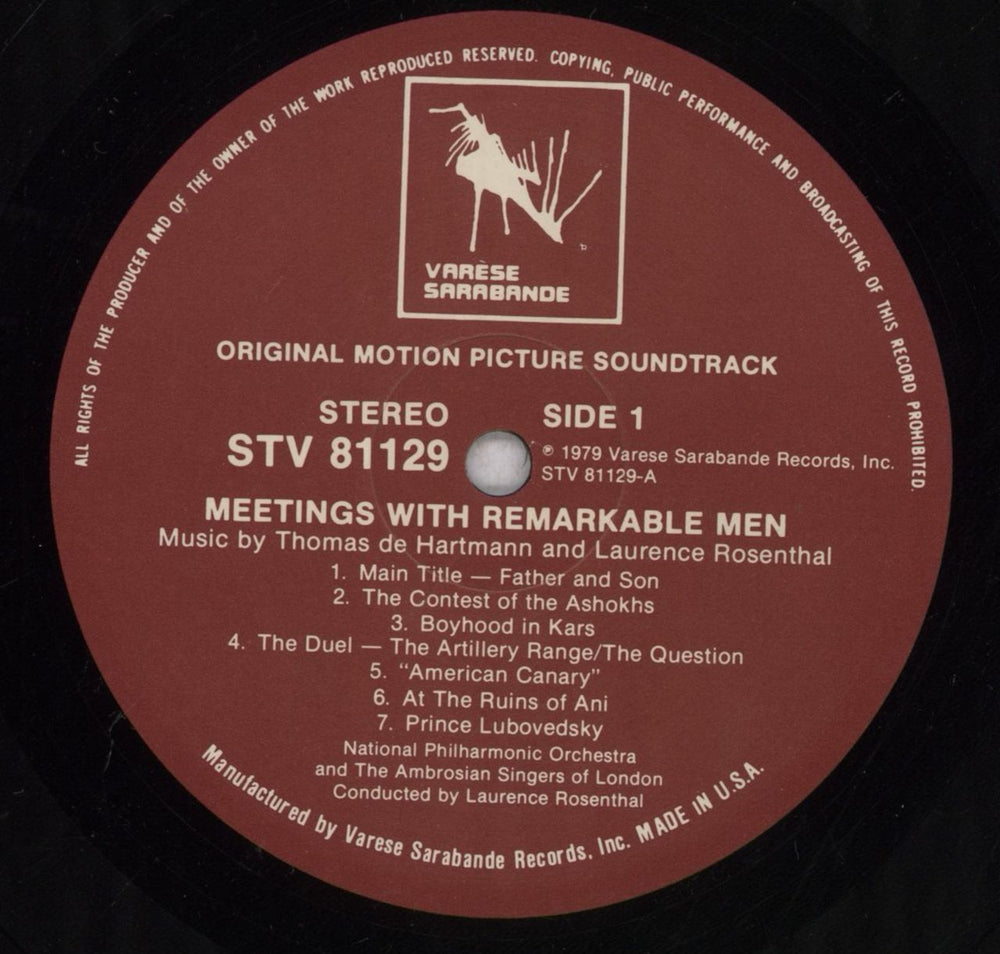 Original Soundtrack Meetings With Remarkable Men (Original Motion Picture Soundtrack) US vinyl LP album (LP record) OSTLPME837670