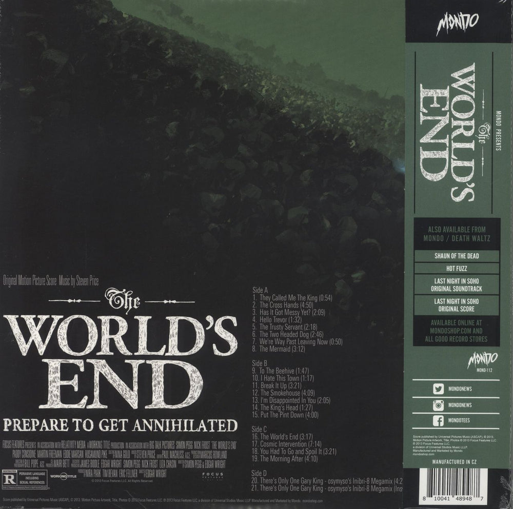 Original Soundtrack The World's End - Mint Cornetto Vinyl - Sealed US 2-LP vinyl record set (Double LP Album) 810041489487