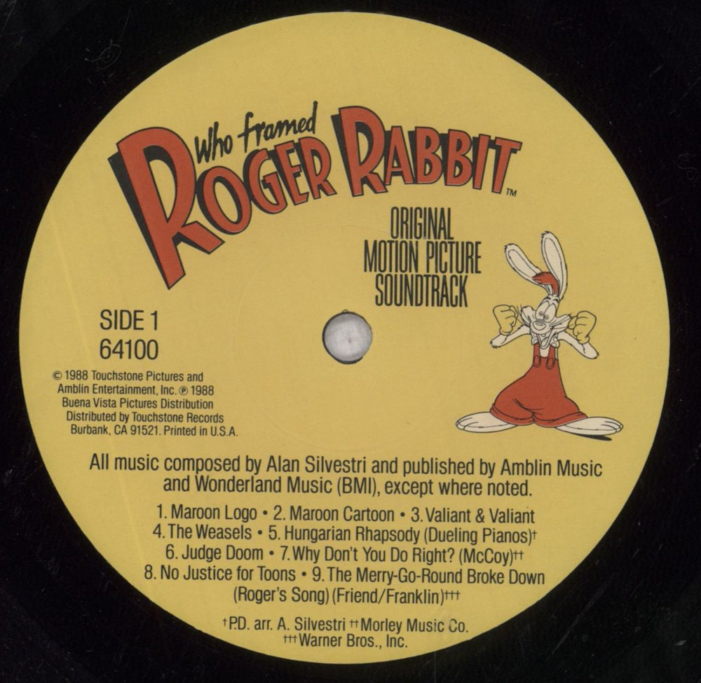 Original Soundtrack Who Framed Roger Rabbit US vinyl LP album (LP record) OSTLPWH846697