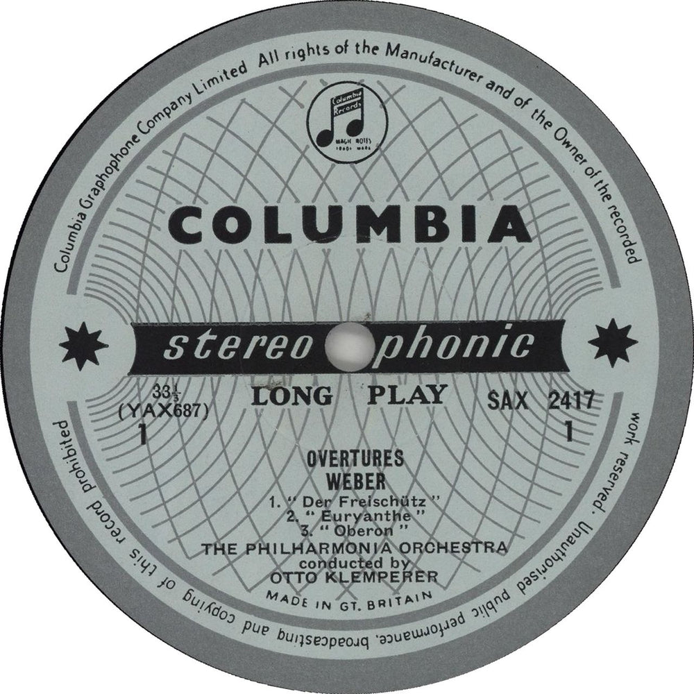 Otto Klemperer Klemperer Conducts Weber, Gluck Overtures - 1st UK vinyl LP album (LP record) OVULPKL657915