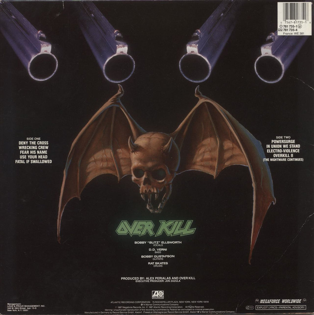 Overkill Taking Over German vinyl LP album (LP record) 075678173516