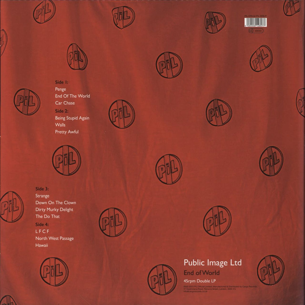 P.I.L. End Of World - Solid White Vinyl UK 2-LP vinyl record set (Double LP Album) 5060446128077