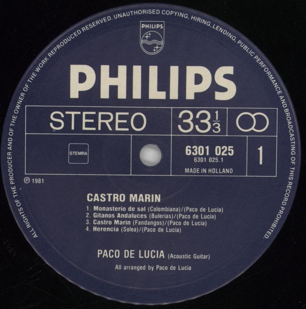 Paco De Lucia Castro Marin Dutch vinyl LP album (LP record) LU4LPCA498910