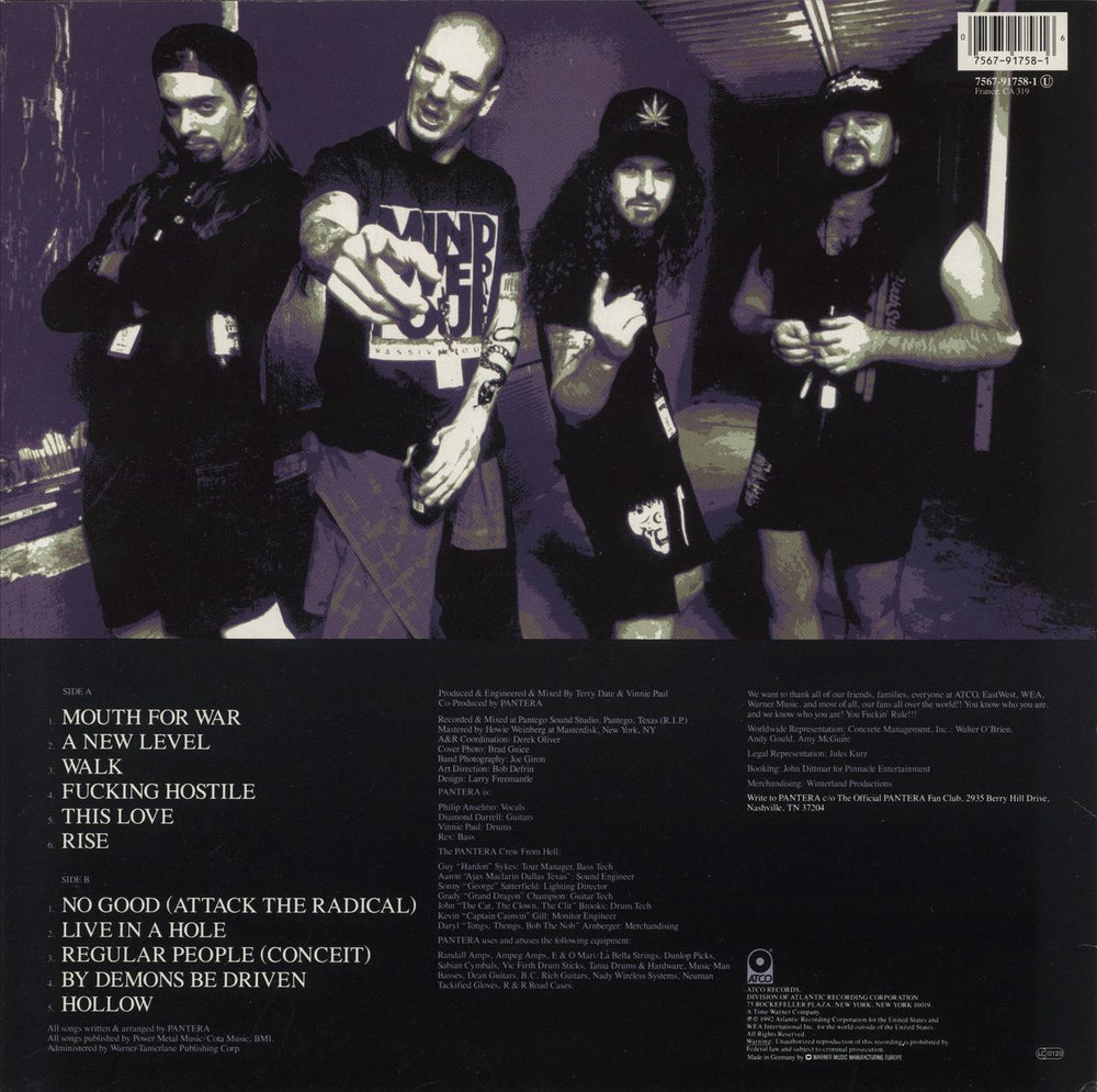 Pantera Vulgar Display Of Power - EX - No Inner German vinyl LP album (LP record)