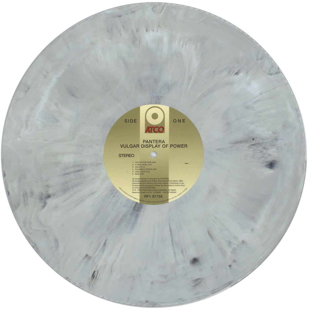 Pantera Vulgar Display Of Power - White & True Metal Gray Marbled Vinyl UK vinyl LP album (LP record) PANLPVU856955