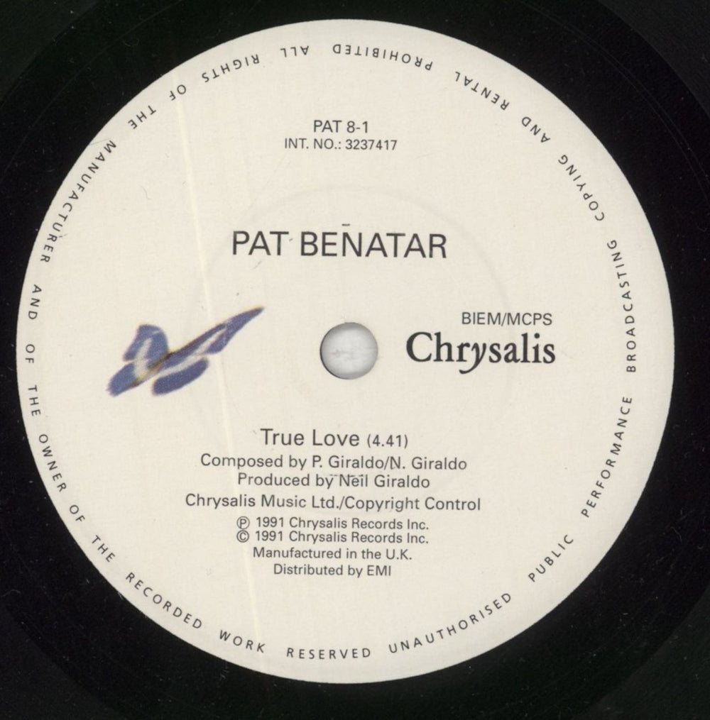 Pat Benatar True Love UK 7" vinyl single (7 inch record / 45) BEN07TR850545