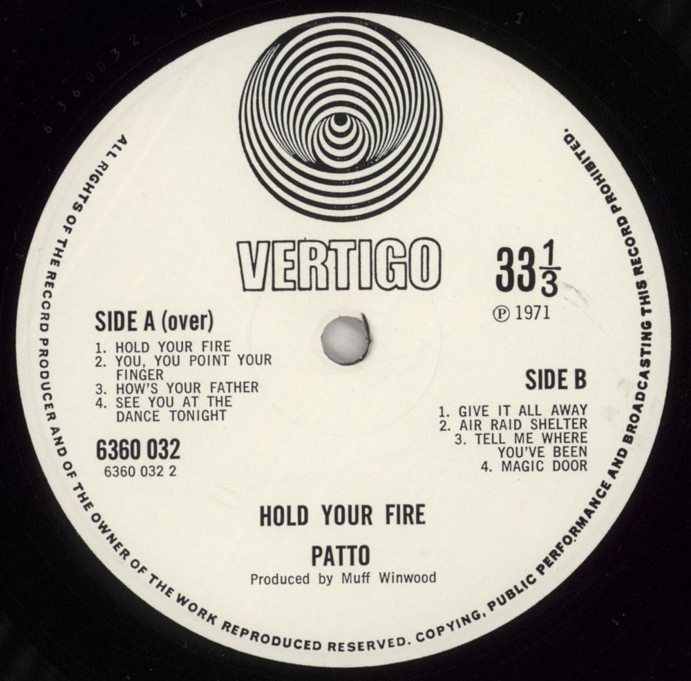 Patto Hold Your Fire - EX UK vinyl LP album (LP record) PTOLPHO563302