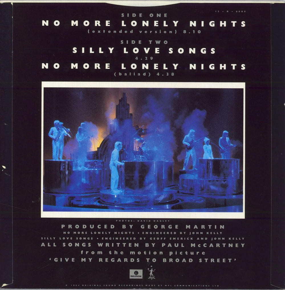 Paul McCartney and Wings No More Lonely Nights UK 12" vinyl single (12 inch record / Maxi-single)