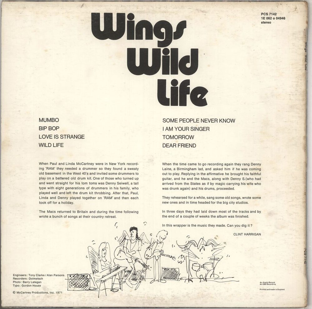 Paul McCartney and Wings Wild Life - 1st + Inner - VG UK vinyl LP album (LP record)