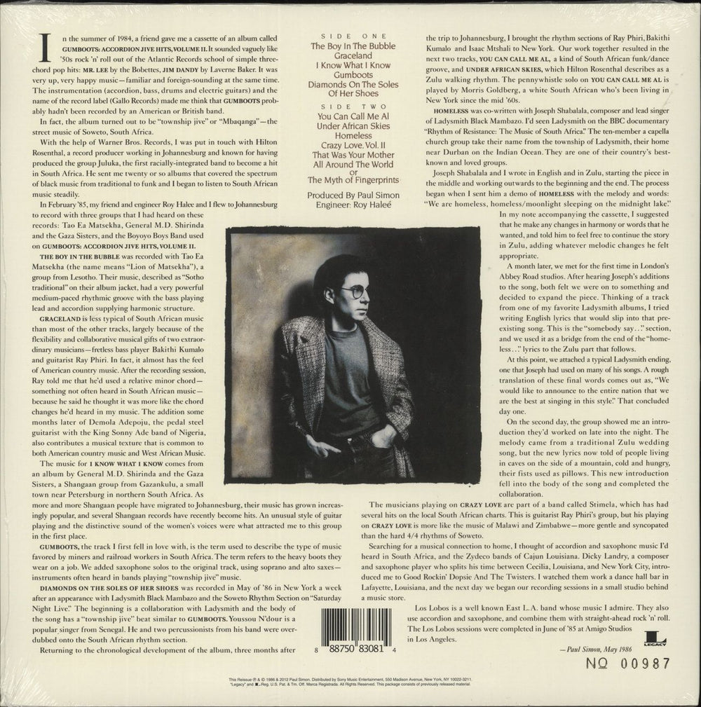 Paul Simon Graceland - 180 Gram Maroon Vinyl - Sealed US vinyl LP album (LP record) 888750830814