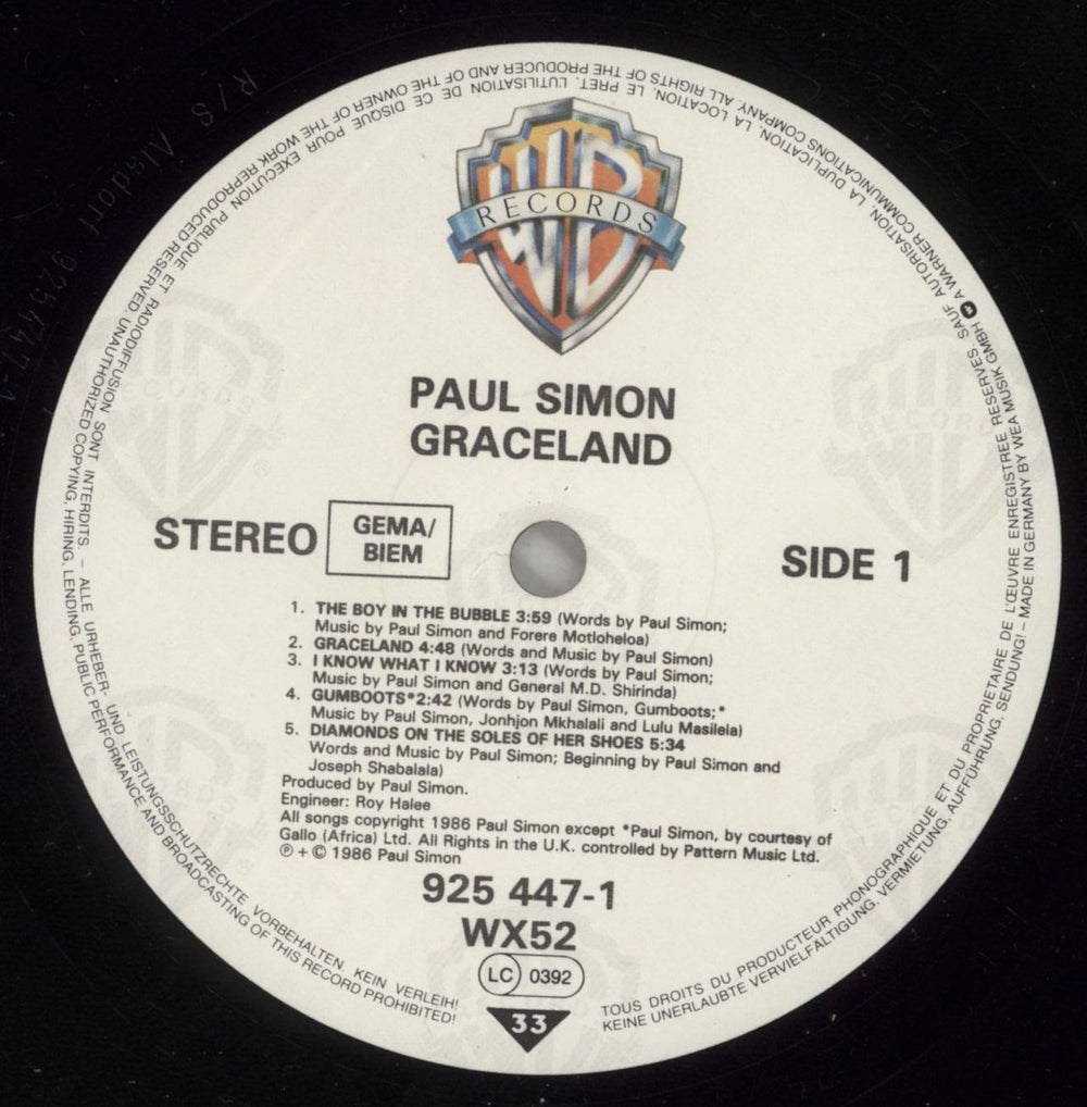 Paul Simon Graceland - Hype Stickered (4 Song) - EX UK vinyl LP album (LP record) PSILPGR716913