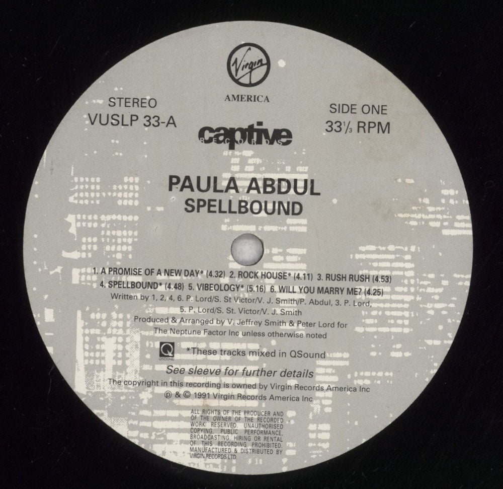 Paula Abdul Spellbound - VG UK vinyl LP album (LP record) ABDLPSP846534