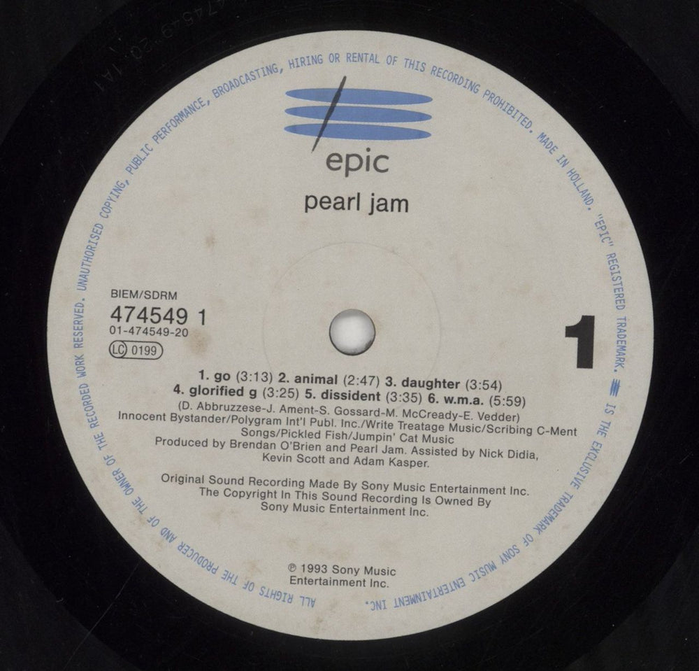 Pearl Jam Vs Dutch vinyl LP album (LP record) PJALPVS118963