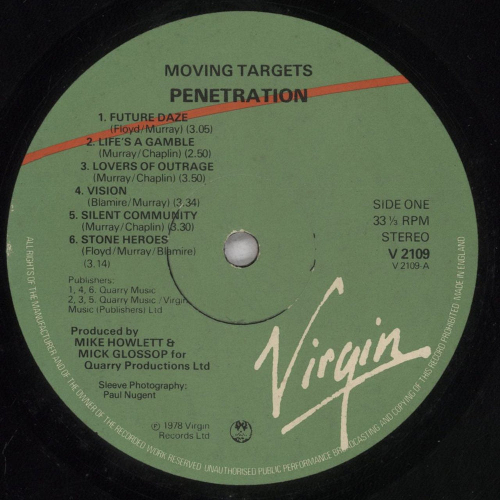 Penetration Moving Targets - Black Vinyl - EX UK vinyl LP album (LP record) PENLPMO835940