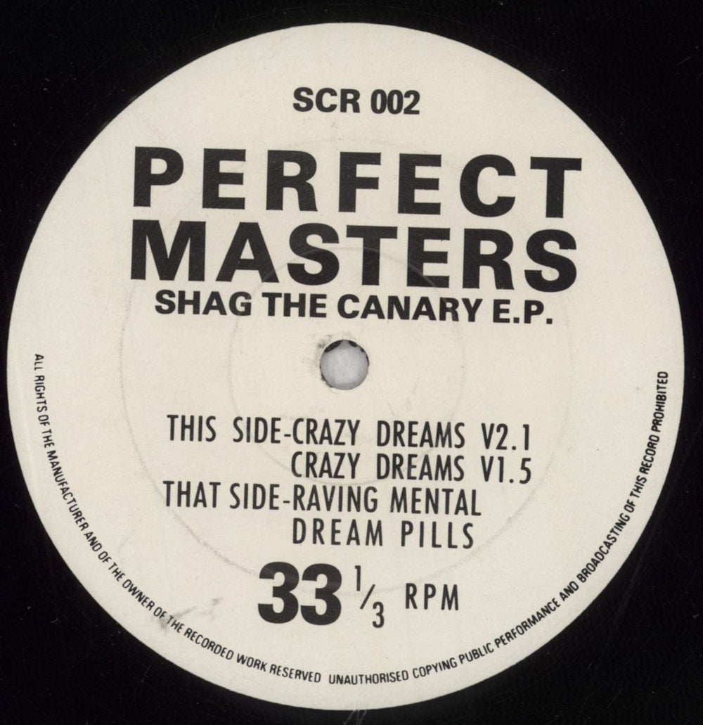 Perfect Masters Shag The Canary E.P. UK 12" vinyl single (12 inch record / Maxi-single) SCR002