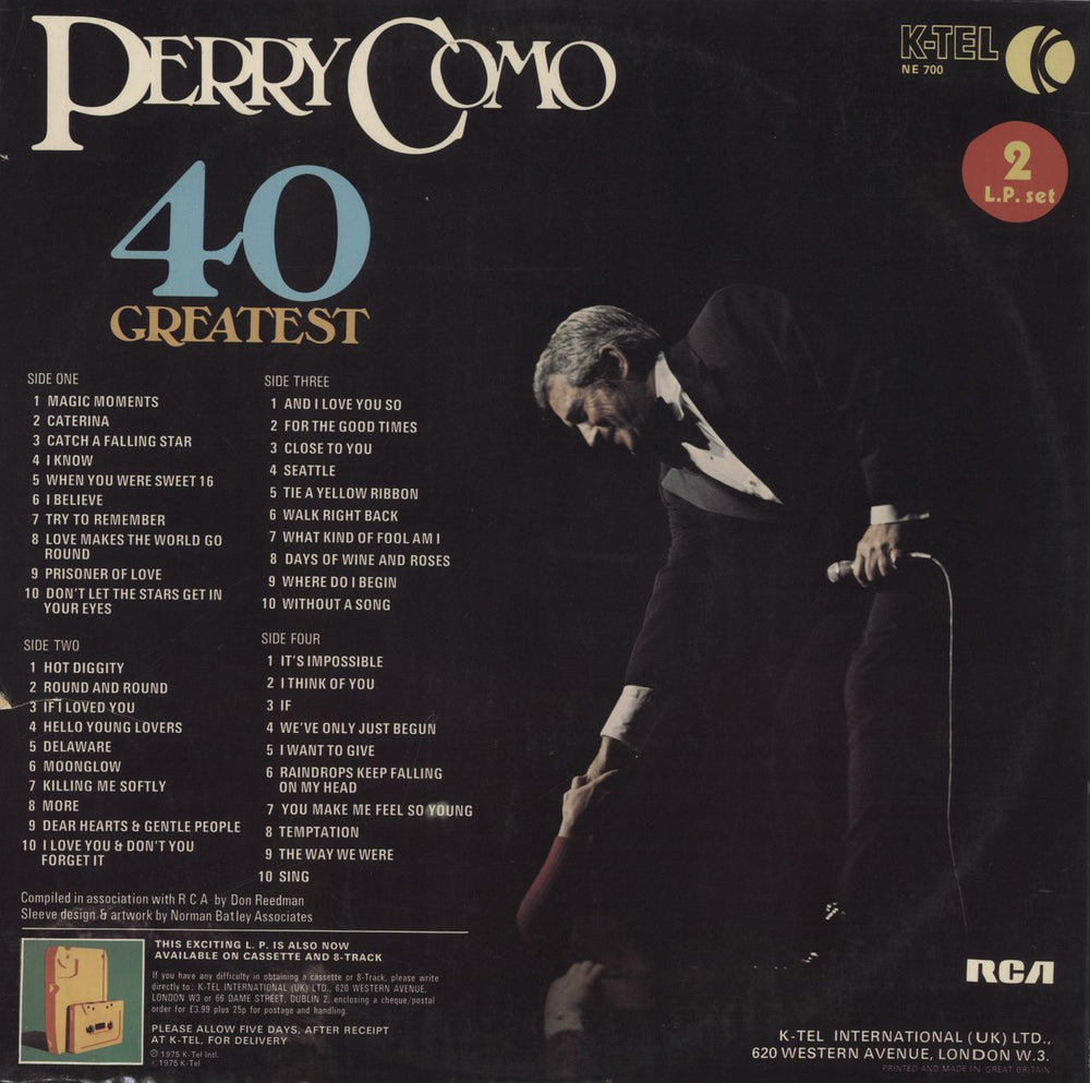 Perry Como 40 Greatest UK 2-LP vinyl record set (Double LP Album)