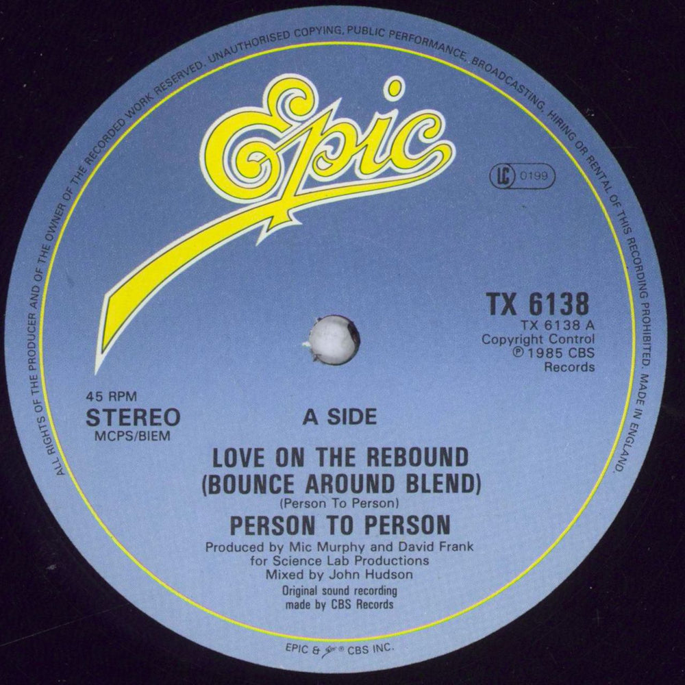 Person To Person Love On The Rebound UK 12" vinyl single (12 inch record / Maxi-single) PYU12LO832736