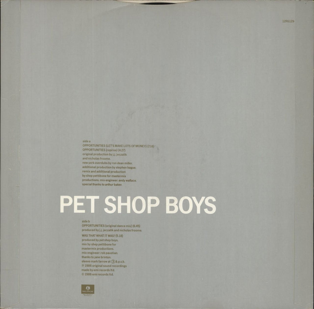 Pet Shop Boys Opportunities + Stickered Sleeve UK 12" vinyl single (12 inch record / Maxi-single)