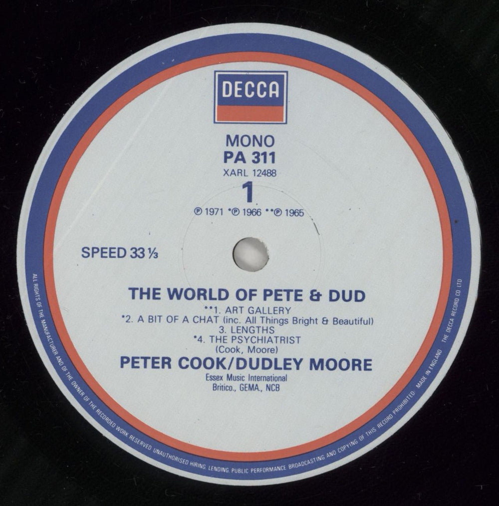 Peter Cook & Dudley Moore The World Of Pete & Dud UK vinyl LP album (LP record) P&DLPTH762882