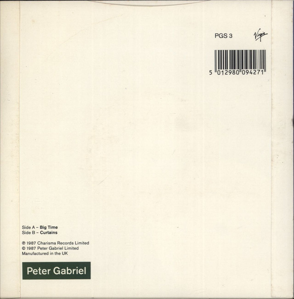 Peter Gabriel Big Time UK 7" vinyl single (7 inch record / 45) 5012980094271